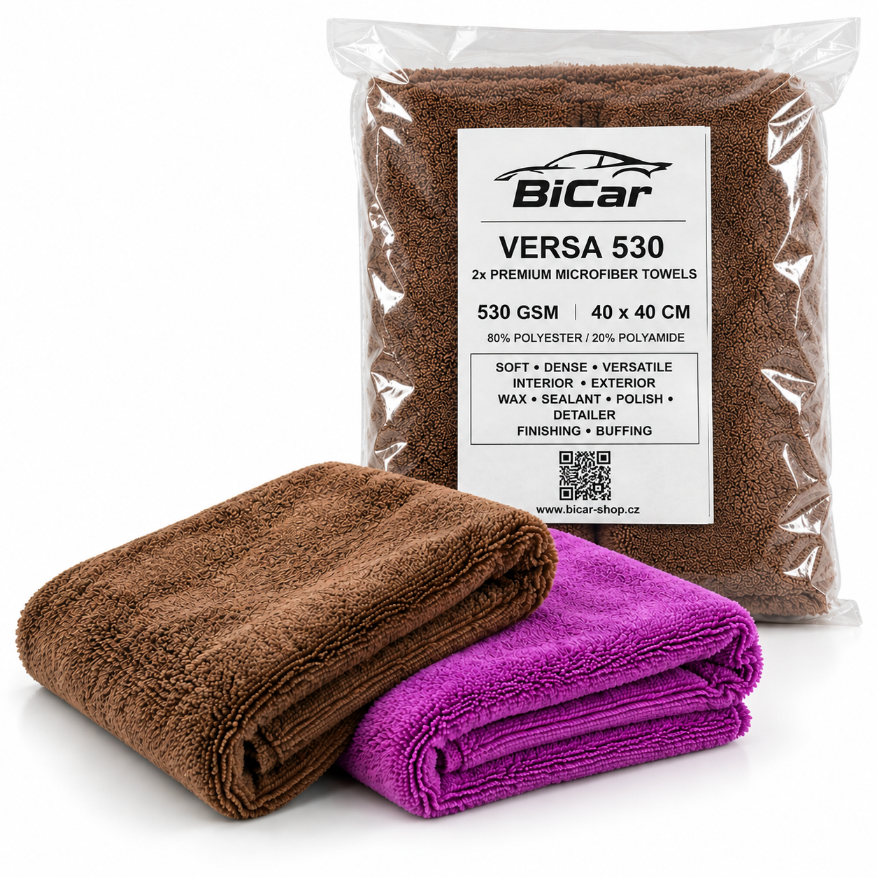 BiCar VERSA 530 – mikrovláknové utěrky 40×40 cm, 530 GSM, set 2 ks
