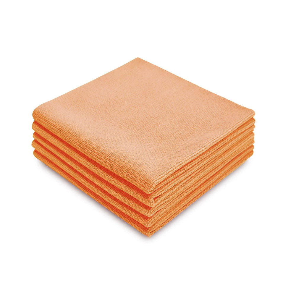 leštící utěrka, 430gsm, 40cm x 40cm, oranžová, sada 5ks